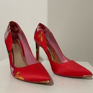 Red Baker Red Floral Stiletto